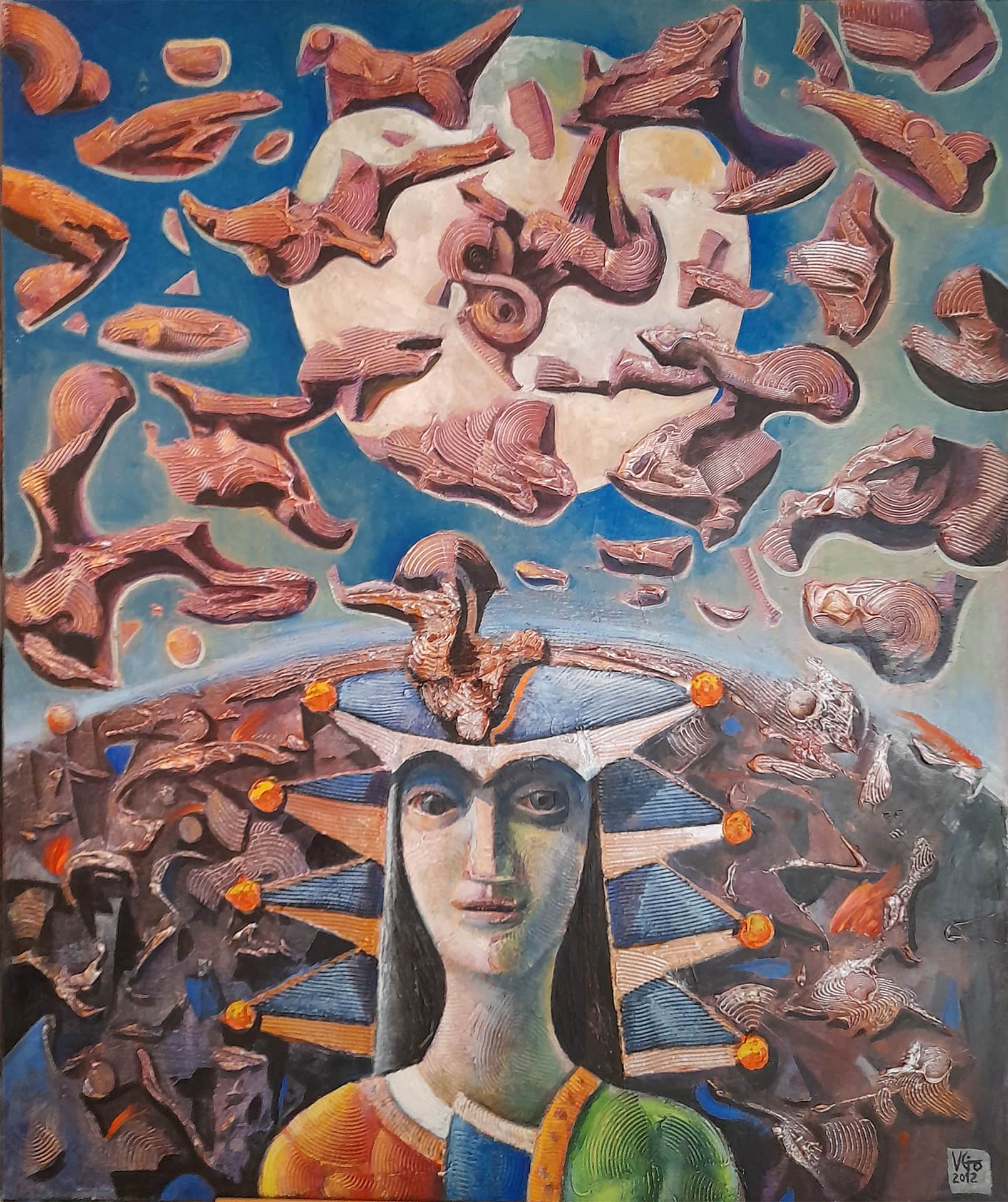 Vito Giarrizzo, Lunatica, mista su tela, 100x120 cm, 2012